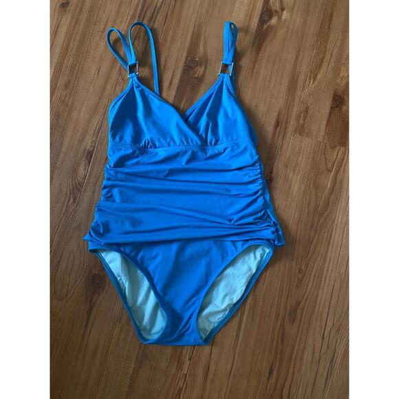 LAUREN RALPH LAUREN Aqua Drape Turquoise Women Swimsuit M/6 - Picture 1 of 9